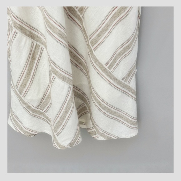 Soft Surroundings Petite Equinox Dress Striped Linen Knee Length Neutral White - Picture 6 of 14